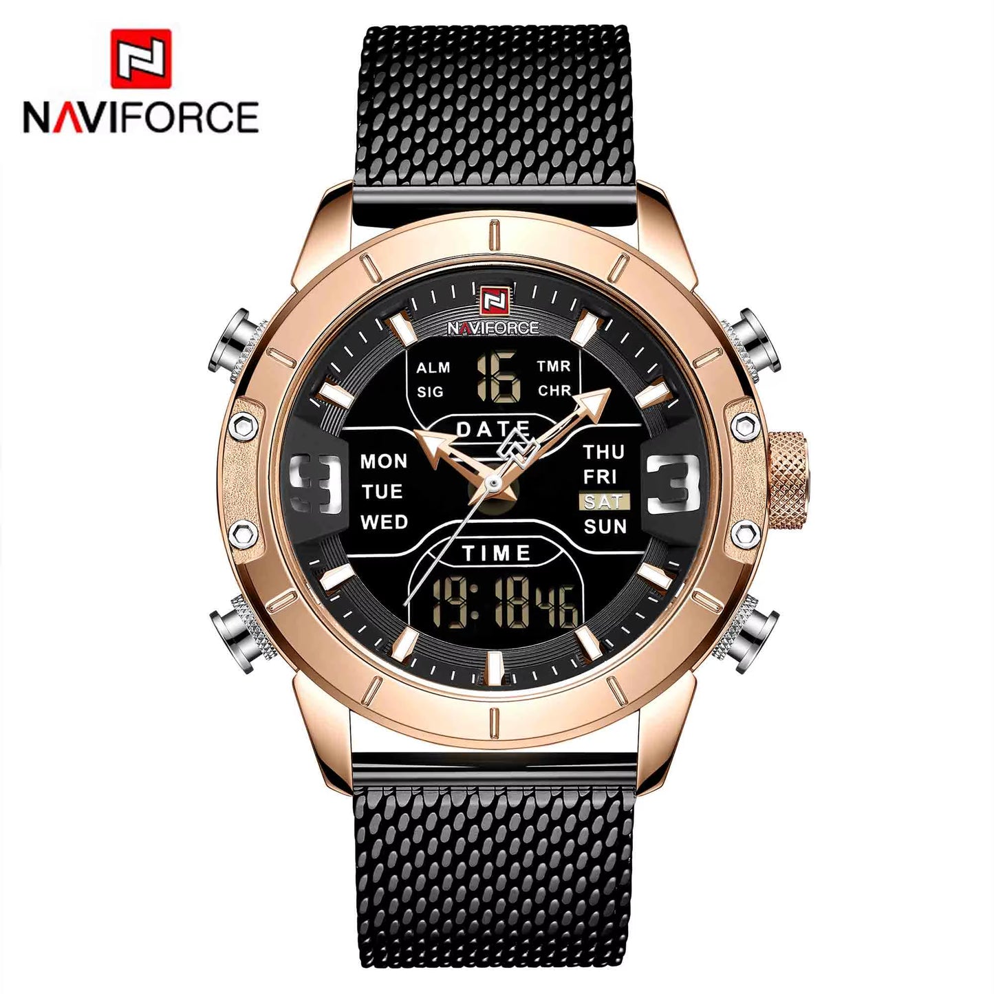Luxury Brand NAVIFORCE Watches for Men Analog Digital Sports Waterproof Wristwatch Stainless Steel Siliver Original Watches 2022