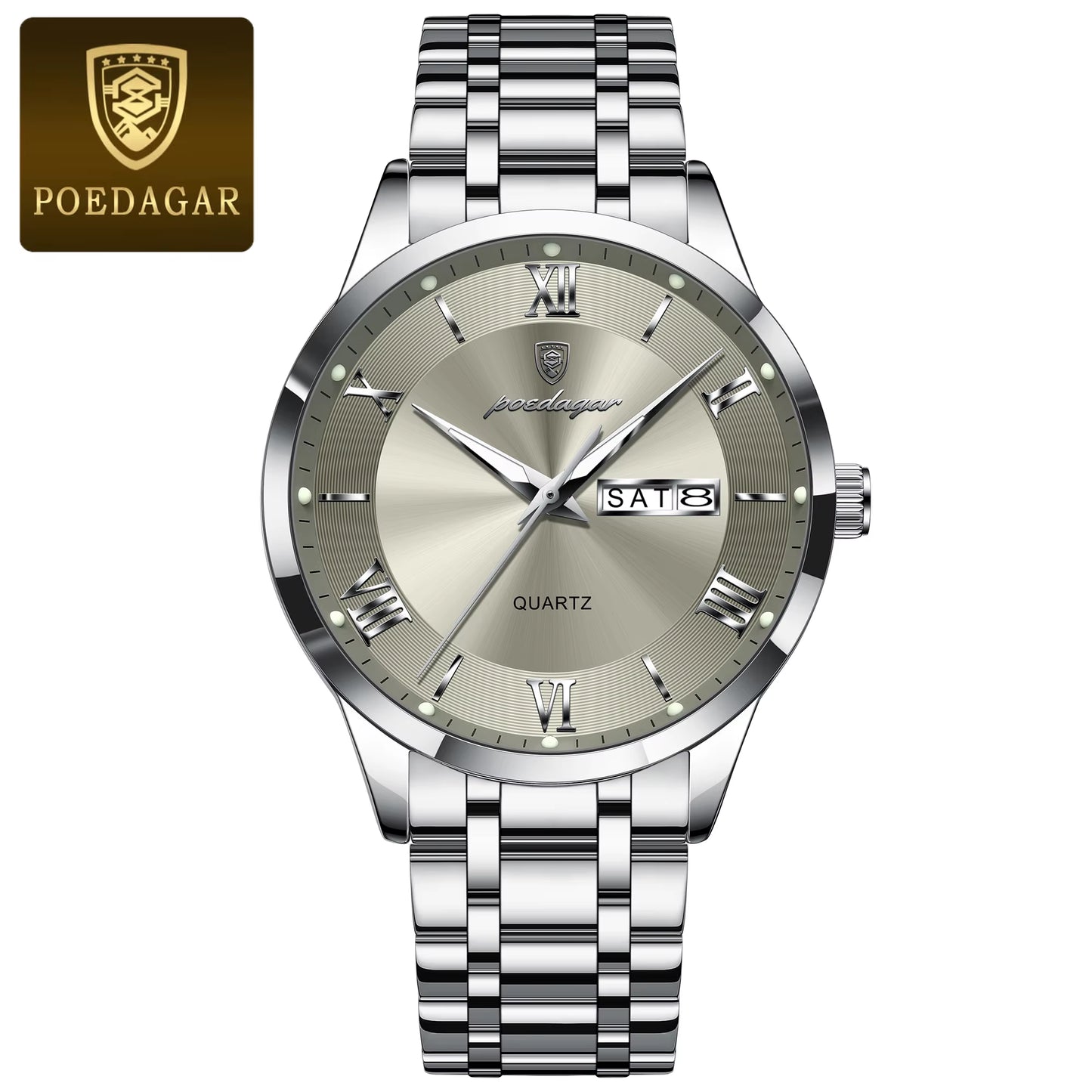 Luxury Fashion Men Clock Waterproof Luminous Week Date Sports Man Wristwatch Stainless Steel Men'S Quartz Watches Reloj