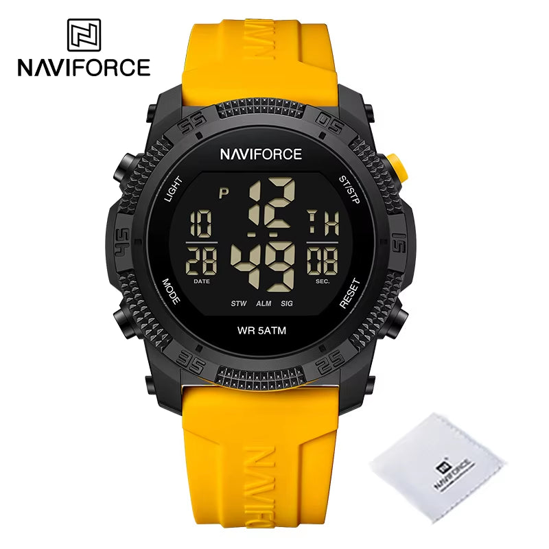 Men'S Fashion LCD Digital Wristwatch 50M Waterproof Sports Silicone Strap Watches for Man Casual Electronic Male Clock