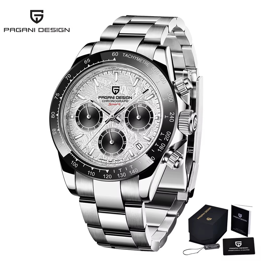 PAGANI DESIGN 2024 New Men Sports Quartz Watches Sapphire Stainless Steel Top Brand Luxury Watch Chronograph VK63 Reloj Hombre