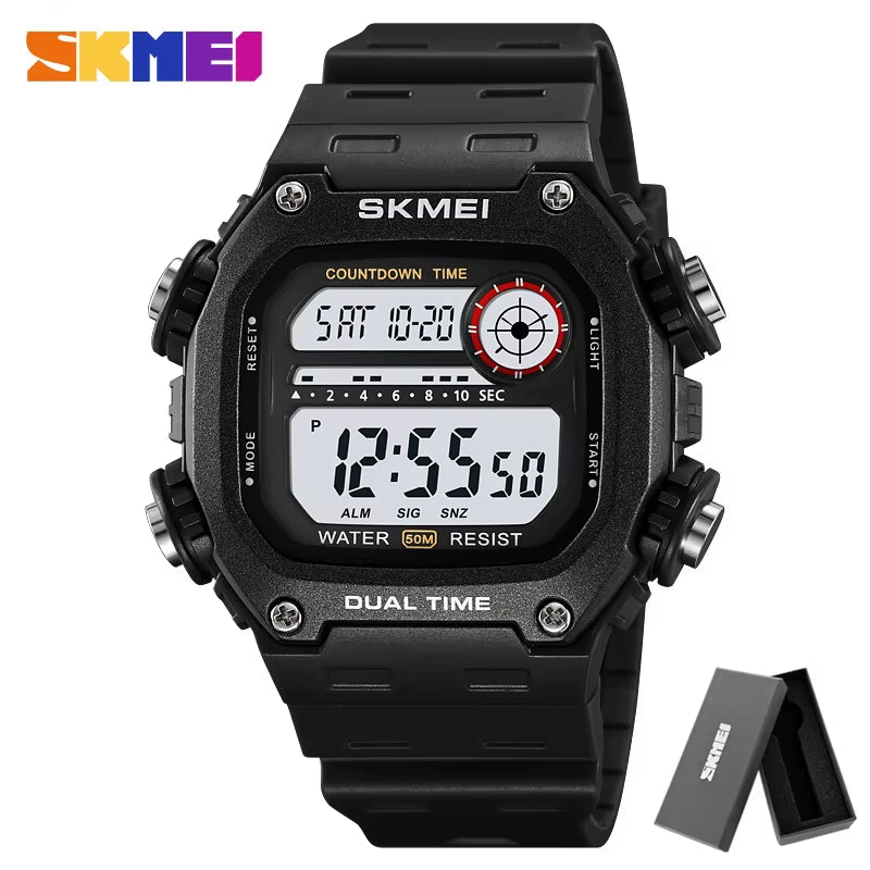 2126 Alarm Montre Homme Back Light Dightal Countdown Sport Watches Mens Fashion 5Bar Waterproof Stopwatch Wristwatch