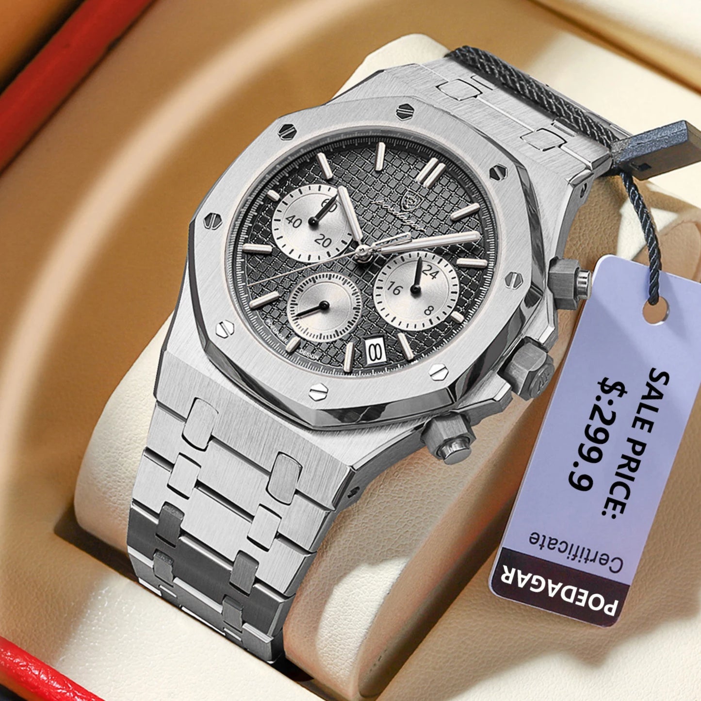 Men'S Watches Fine Steel Fashion Original Quartz Watch for Man Waterproof Luminous Date Chronograph Luxury Wristwatch