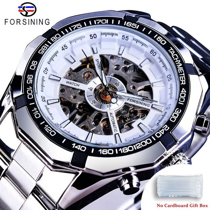 2021 Stainless Steel Waterproof Mens Skeleton Watches Top Brand Luxury Transparent Mechanical Sport Male Wrist Watches