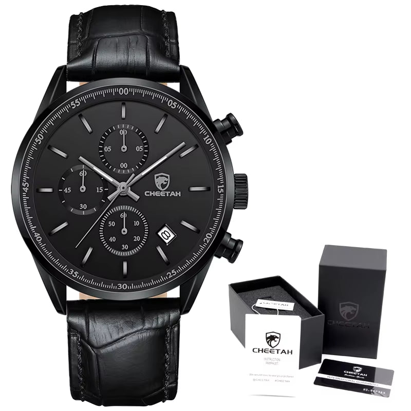 New Fashion Men Watch Waterproof Quartz Chronograph Sport Wristwatch Leather Business Casual Male Clock Auto Date