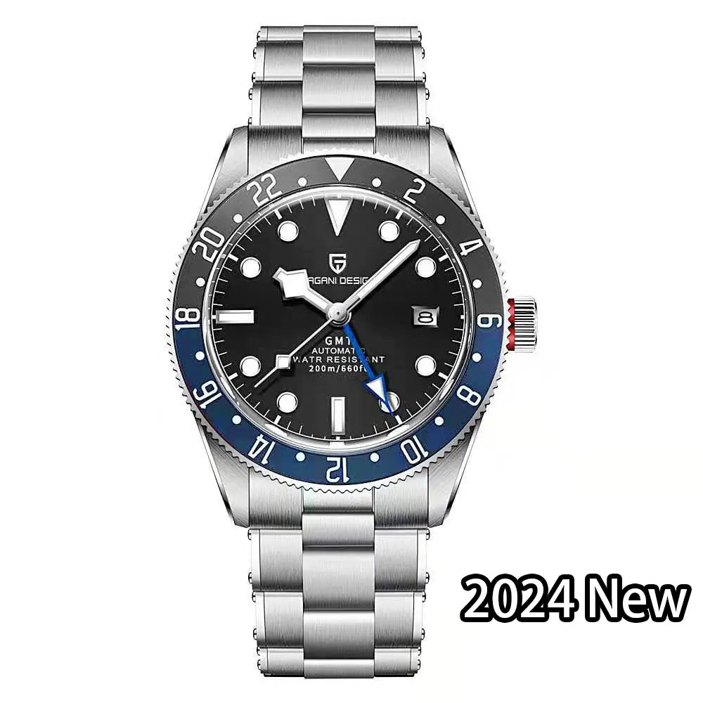 2024 New 40MM BB58 GMT Mechanical Wristwatch Luxury Automatic Watch for Men Stainless Steel Rivet Strap Dive Clock