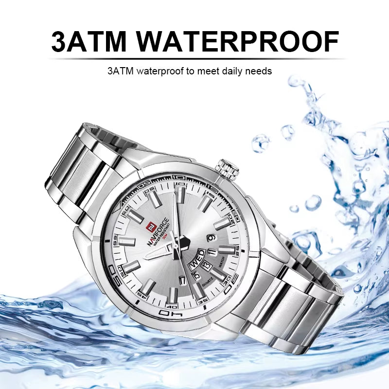 Classic Casual Watch for Men Stainless Teel Sport Waterproof Male Watches Quartz Date Display Clock Relogio Masculino