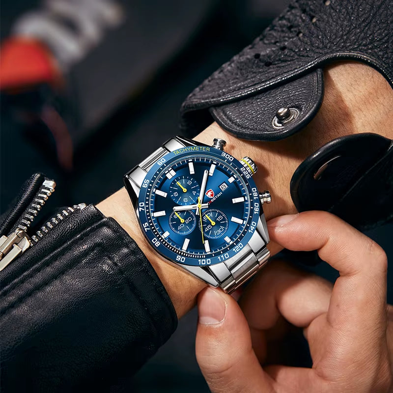 Watch Men Top Luxury Brand Stainless Steel Business Quartz Mens Watches Chronograph Casual Sport Wrist Watches for Men