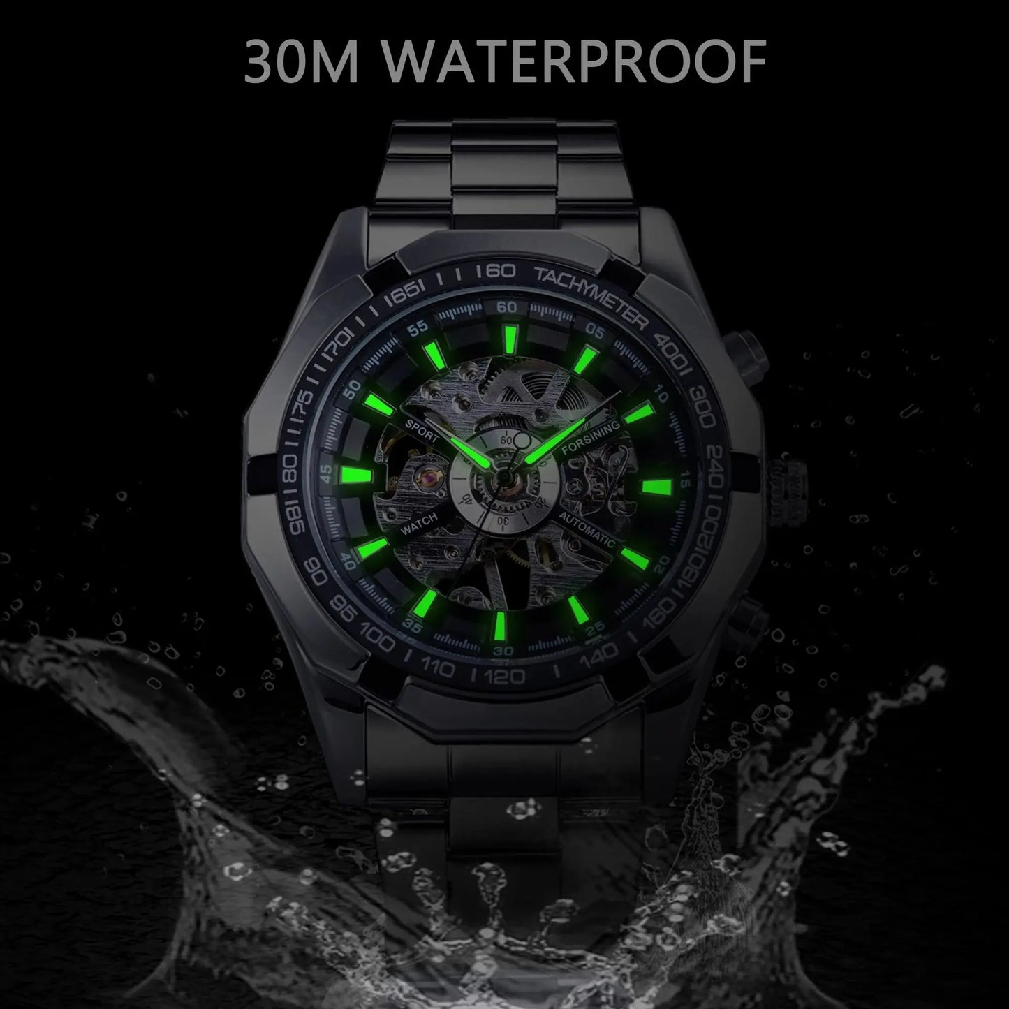 2021 Stainless Steel Waterproof Mens Skeleton Watches Top Brand Luxury Transparent Mechanical Sport Male Wrist Watches