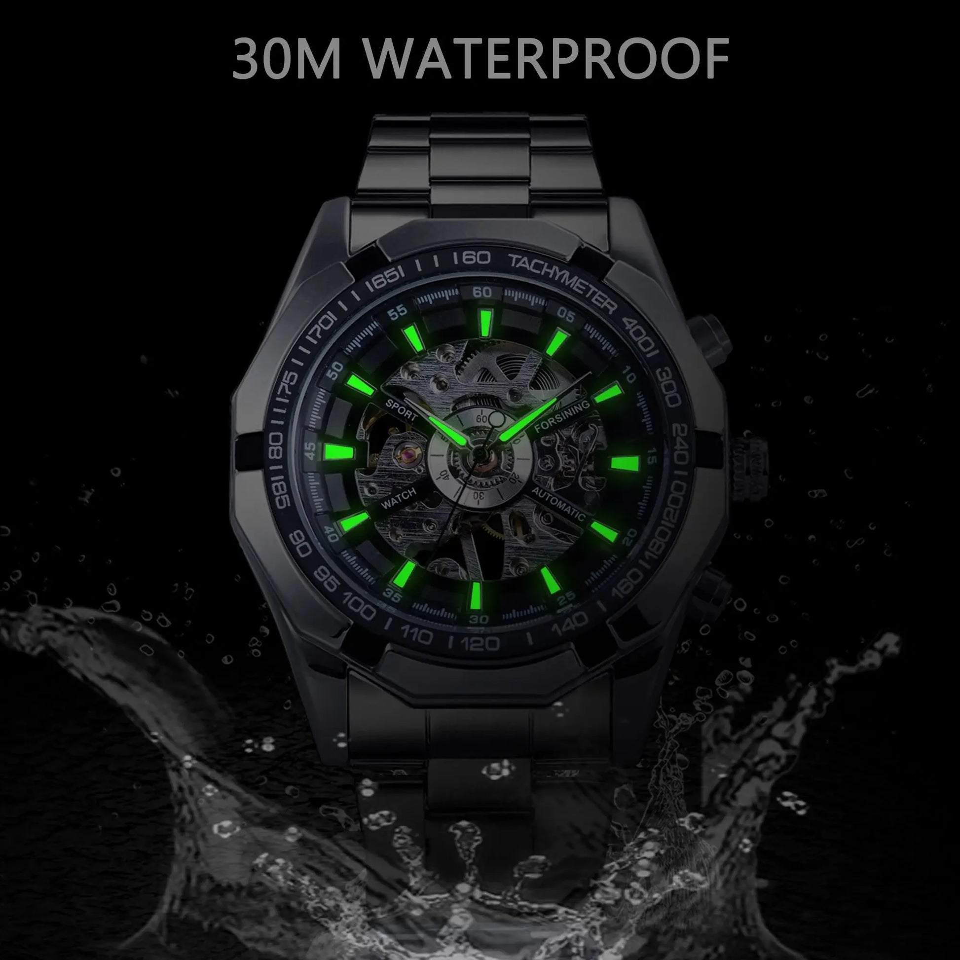 2021 Stainless Steel Waterproof Mens Skeleton Watches Top Brand Luxury Transparent Mechanical Sport Male Wrist Watches