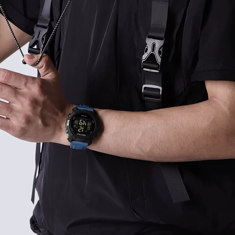 Men'S Fashion LCD Digital Wristwatch 50M Waterproof Sports Silicone Strap Watches for Man Casual Electronic Male Clock