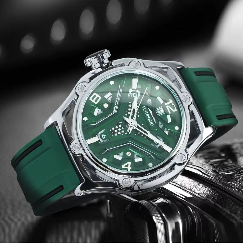 Mechanical Watches for Men Sports Calendar Hollow Dial Luminous Automatic Movement Mens Watch Relogios Masculino