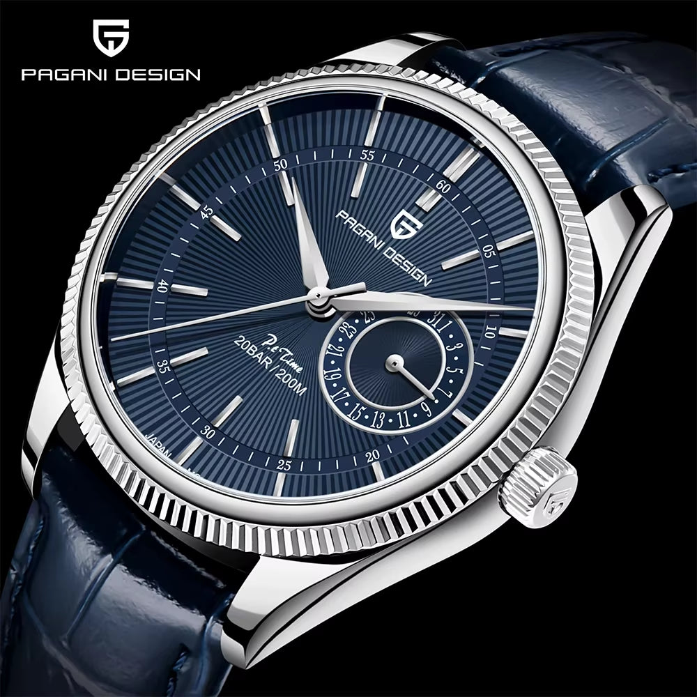 New Men Quartz Wristwatches Luxury Sapphire Glass Business Watches 200M Waterproof Stainless Steel Watch for Men