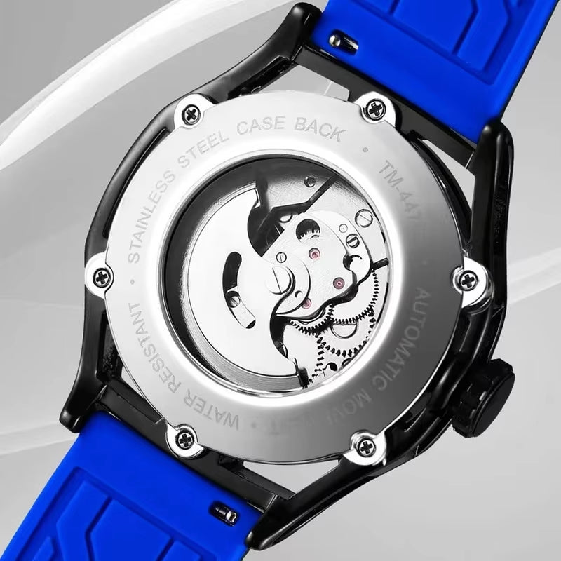 Mechanical Watches for Men Sports Calendar Hollow Dial Luminous Automatic Movement Mens Watch Relogios Masculino