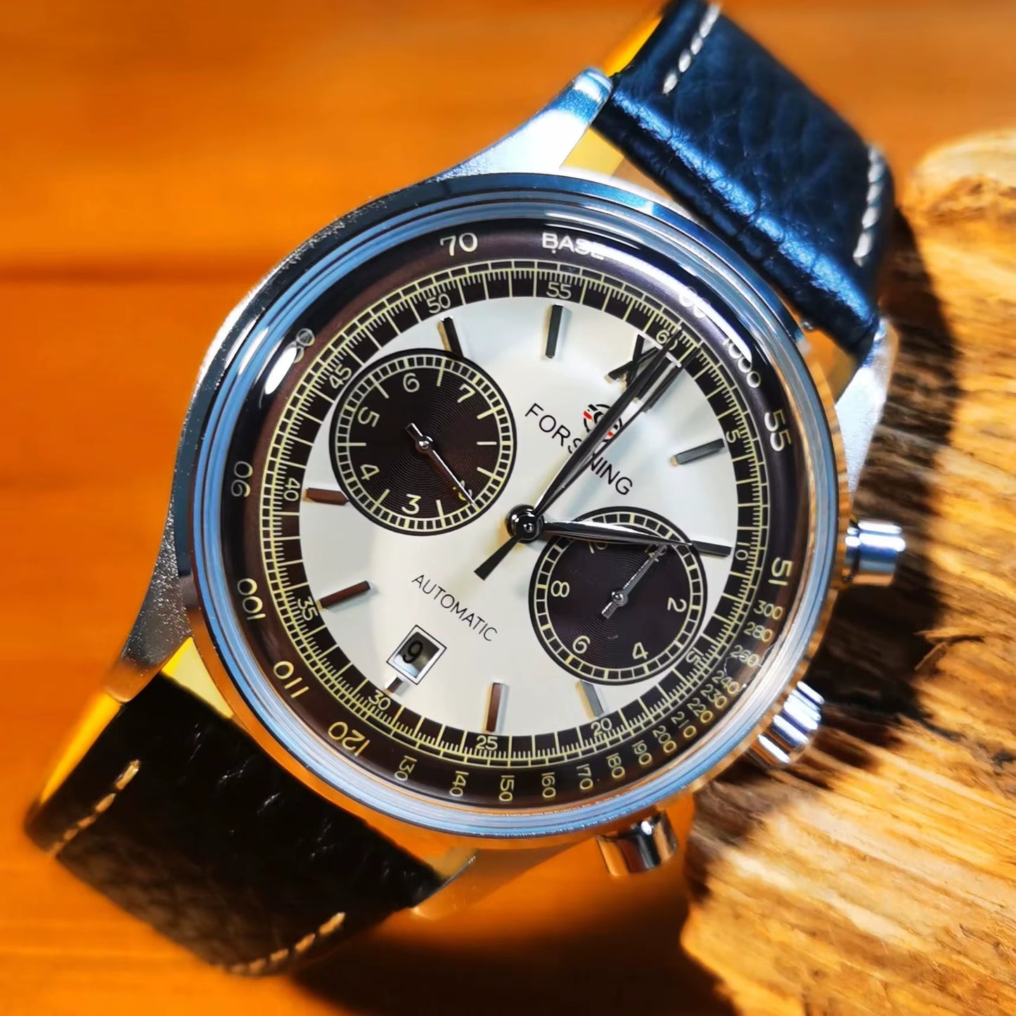 2023 Retro Concave Glass Calendar Sub-Dials Mechanical Watches Shanghai Movement Automatic Men Watch Genuine Leather