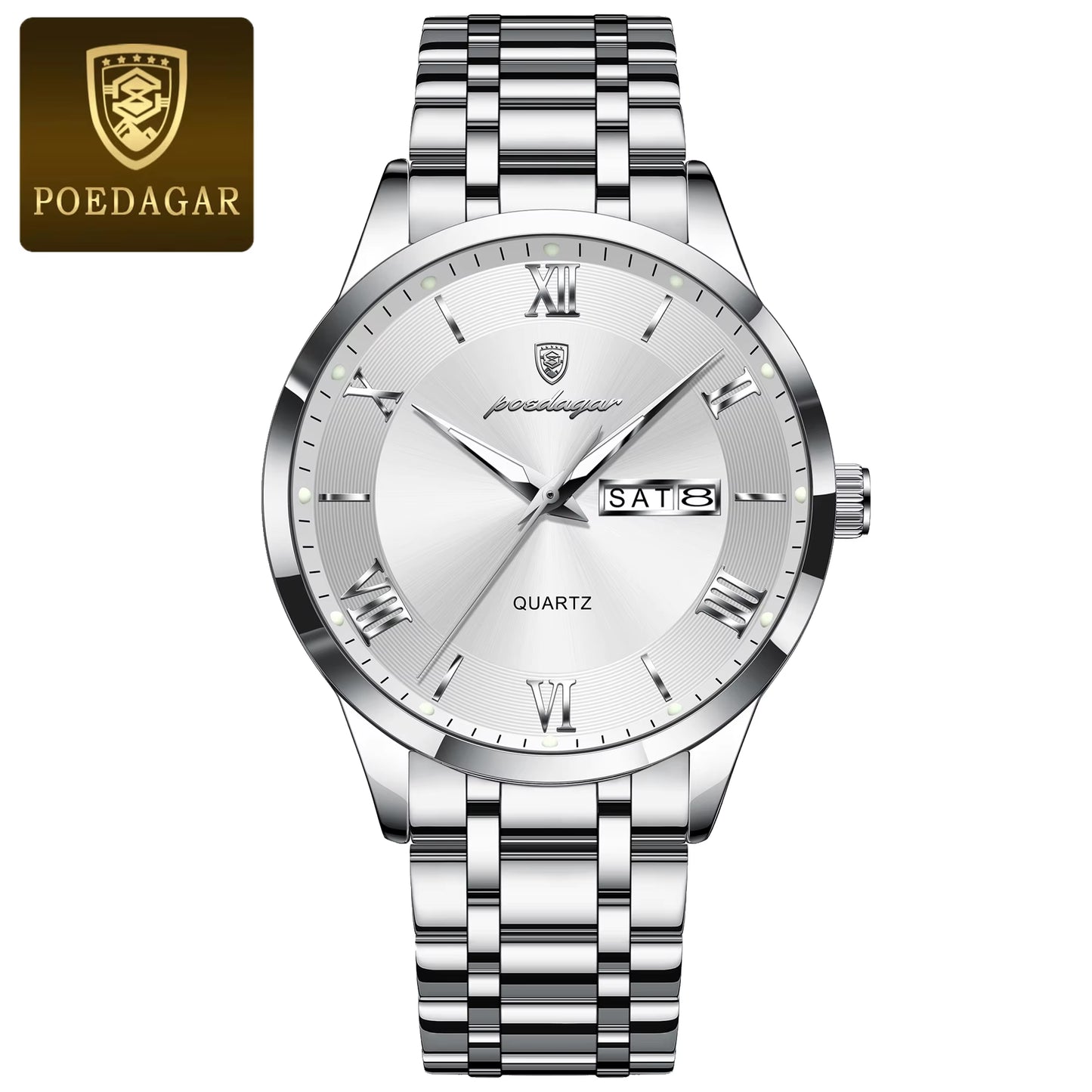 Luxury Fashion Men Clock Waterproof Luminous Week Date Sports Man Wristwatch Stainless Steel Men'S Quartz Watches Reloj