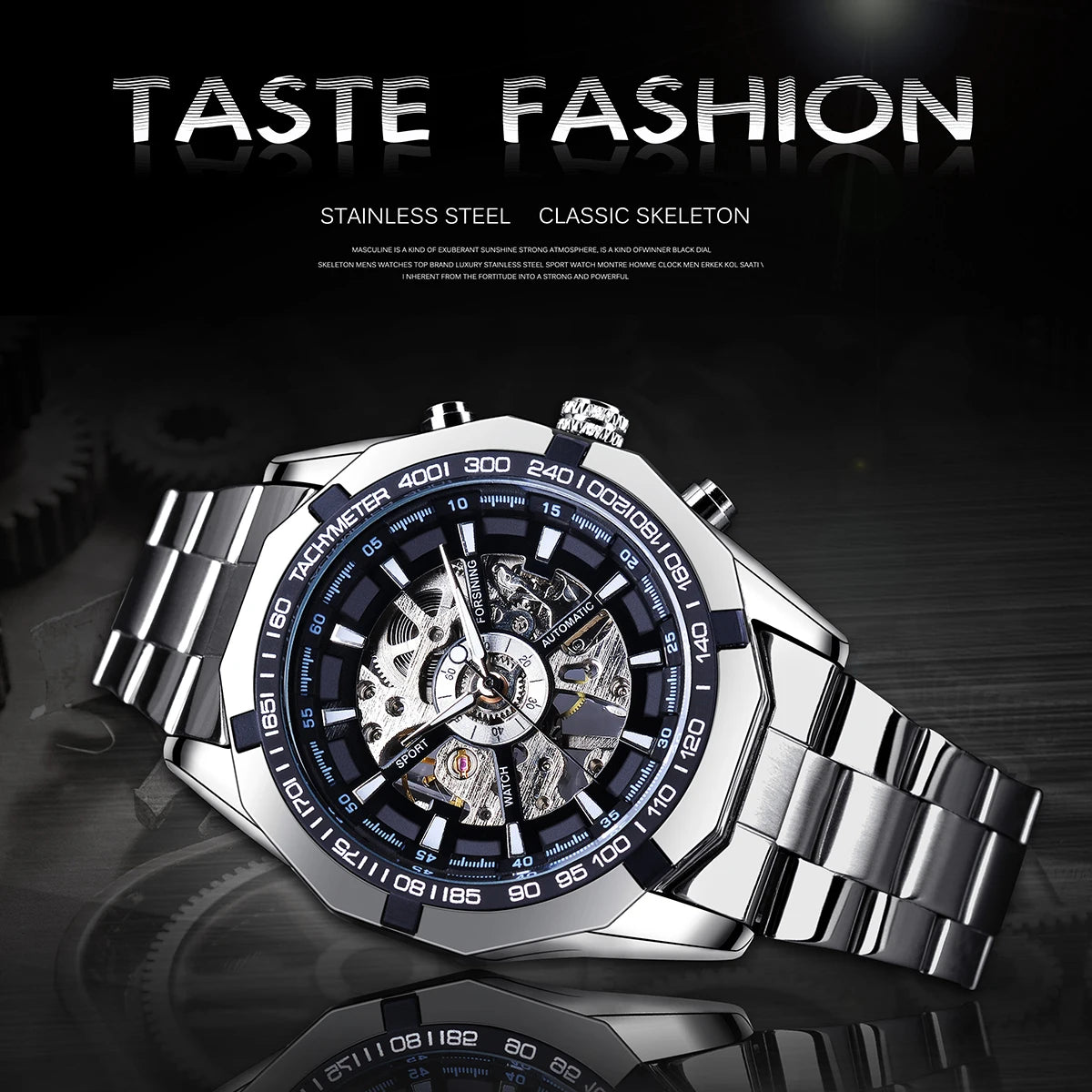 2021 Stainless Steel Waterproof Mens Skeleton Watches Top Brand Luxury Transparent Mechanical Sport Male Wrist Watches