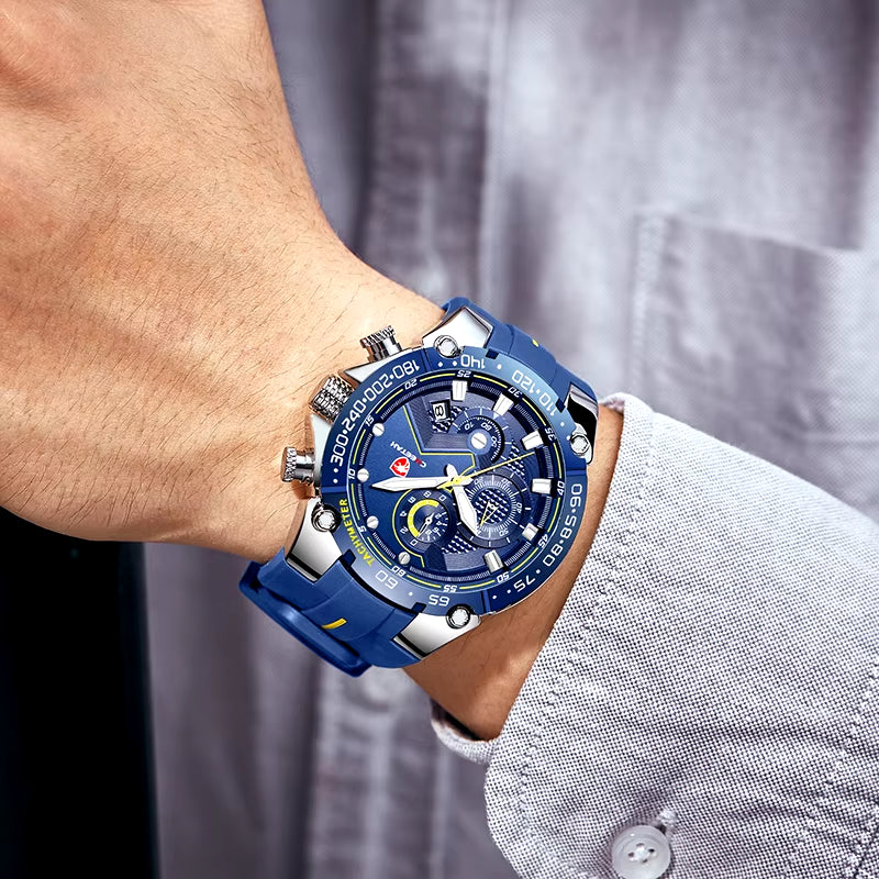 New Watches Mens Luxury Brand Big Dial Watch Men Waterproof Quartz Wristwatch Sports Chronograph Clock Relogio Masculino