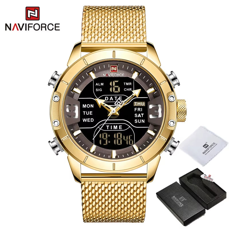Luxury Brand NAVIFORCE Watches for Men Analog Digital Sports Waterproof Wristwatch Stainless Steel Siliver Original Watches 2022