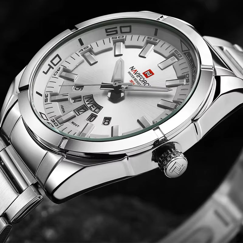 Classic Casual Watch for Men Stainless Teel Sport Waterproof Male Watches Quartz Date Display Clock Relogio Masculino