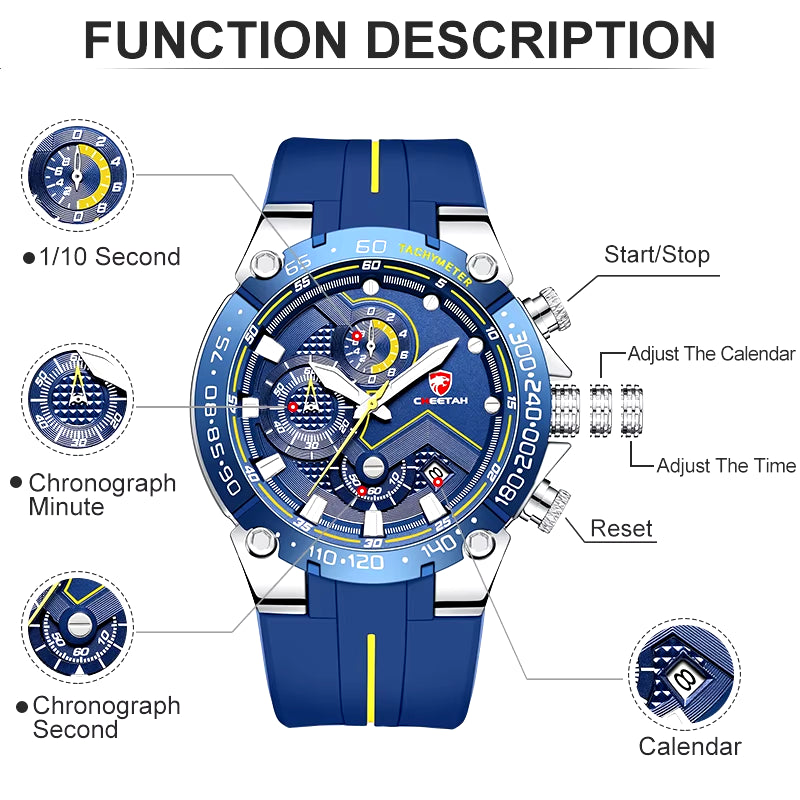 New Watches Mens Luxury Brand Big Dial Watch Men Waterproof Quartz Wristwatch Sports Chronograph Clock Relogio Masculino