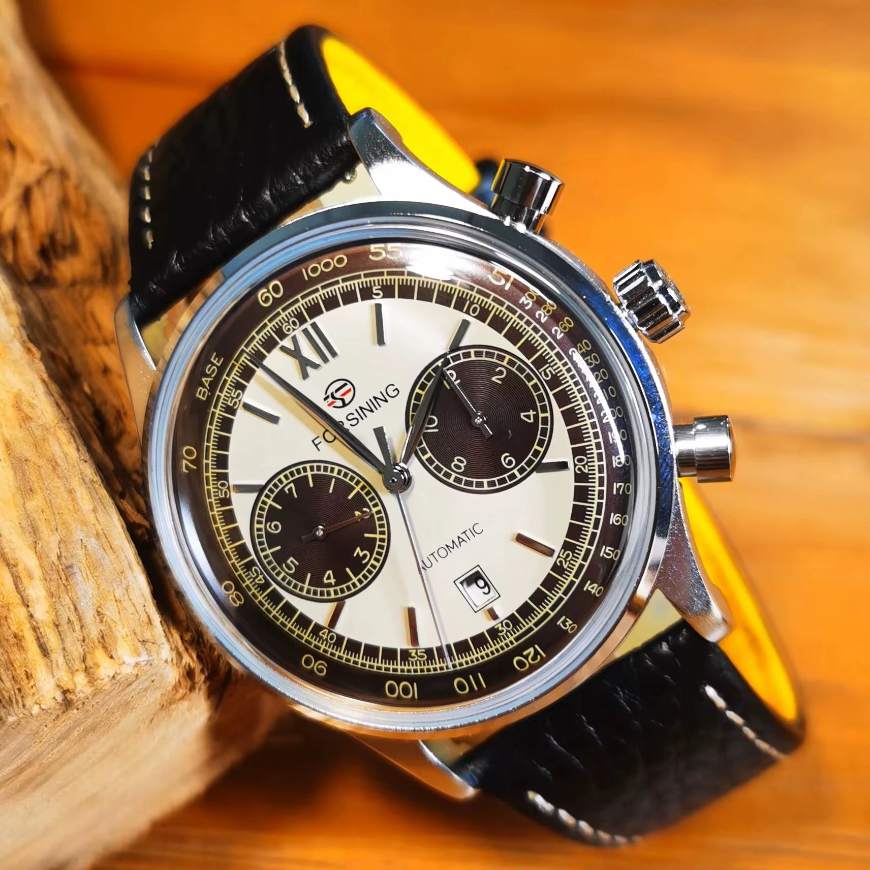 2023 Retro Concave Glass Calendar Sub-Dials Mechanical Watches Shanghai Movement Automatic Men Watch Genuine Leather