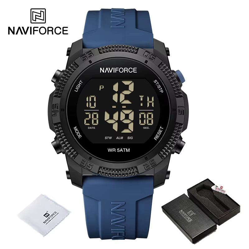 Men'S Fashion LCD Digital Wristwatch 50M Waterproof Sports Silicone Strap Watches for Man Casual Electronic Male Clock