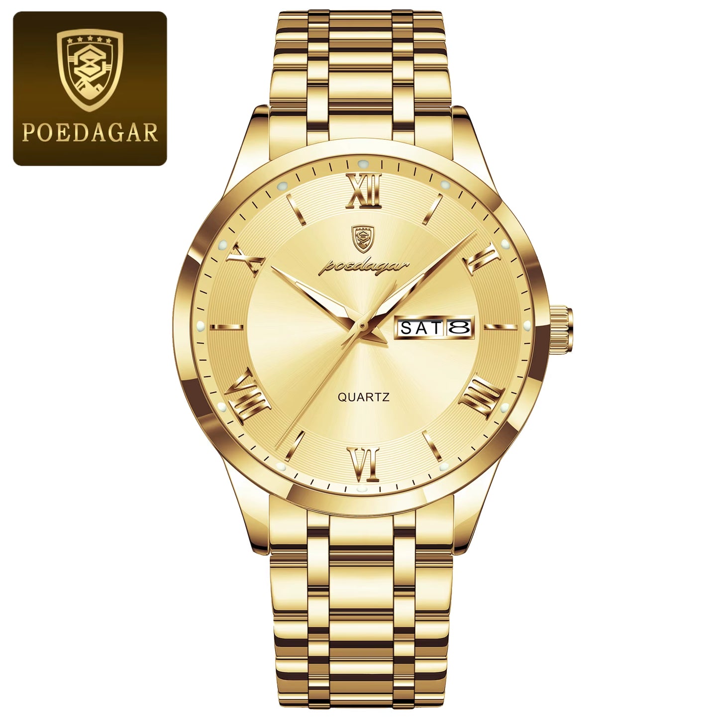 Luxury Fashion Men Clock Waterproof Luminous Week Date Sports Man Wristwatch Stainless Steel Men'S Quartz Watches Reloj
