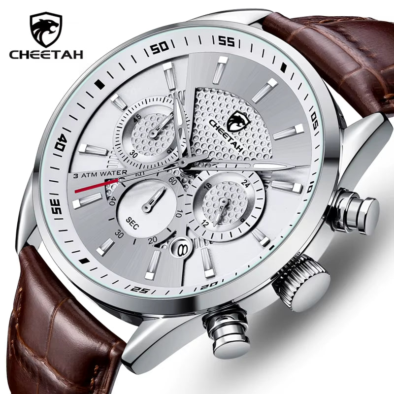 New  Mens Watches Top Luxury Brand Casual Quartz Watch Men Chronograph Waterproof Wristwatch Leather Date Sport Clock