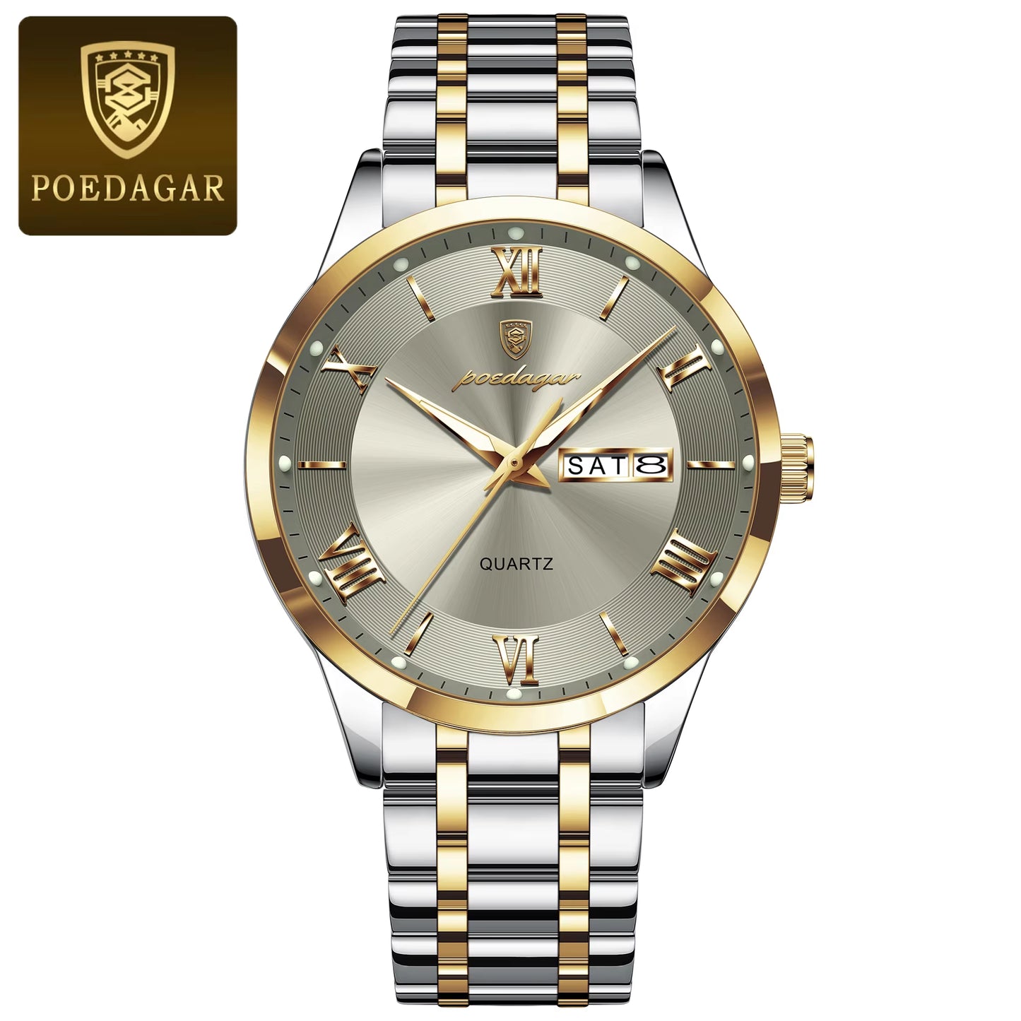 Luxury Fashion Men Clock Waterproof Luminous Week Date Sports Man Wristwatch Stainless Steel Men'S Quartz Watches Reloj