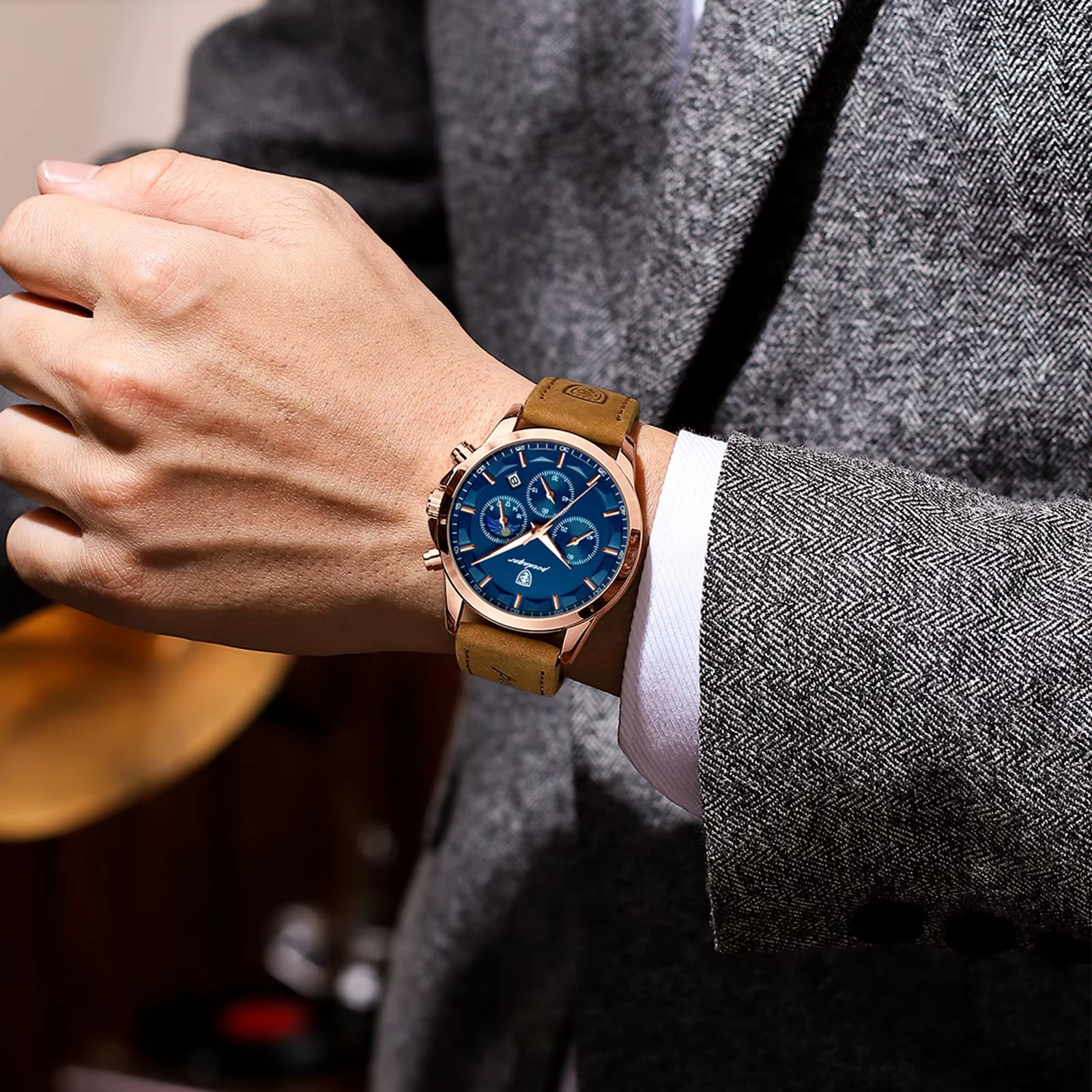 Luxury Man Wristwatch Sports Leather Men Quartz Watch Waterproof Luminous Calendar Chronograph Men'S Watches Male Clock