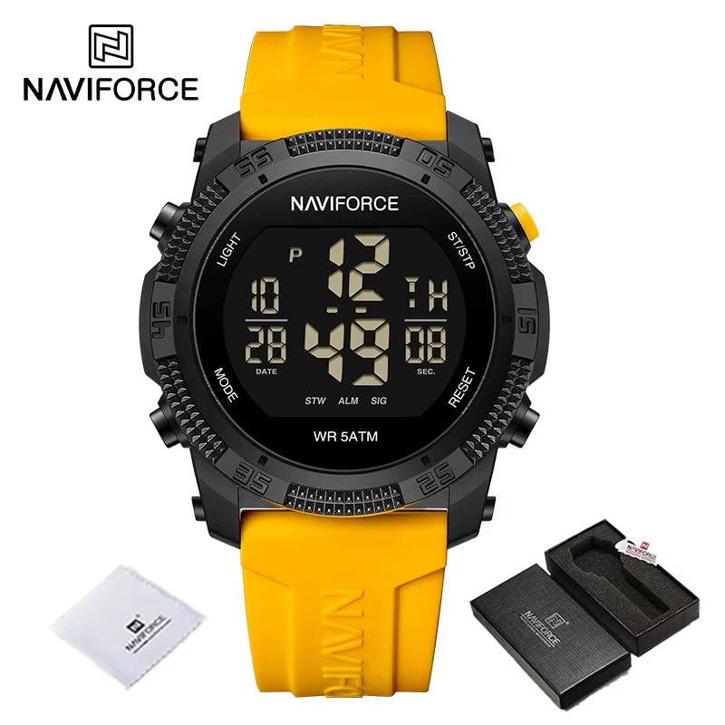 Men'S Fashion LCD Digital Wristwatch 50M Waterproof Sports Silicone Strap Watches for Man Casual Electronic Male Clock