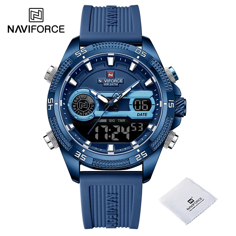 Casual Wild Silicone Strap Man'S Wristwatch Luminous Sports Water Resistant Dual Display Quartz Watches for Men NF9223