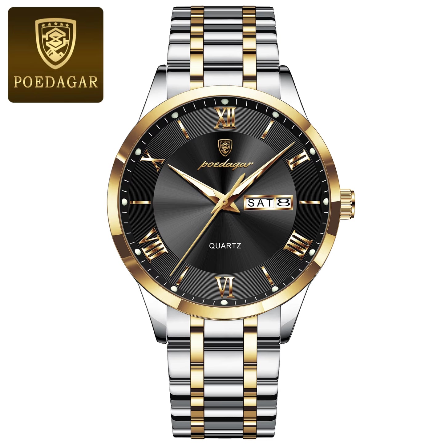 Luxury Fashion Men Clock Waterproof Luminous Week Date Sports Man Wristwatch Stainless Steel Men'S Quartz Watches Reloj