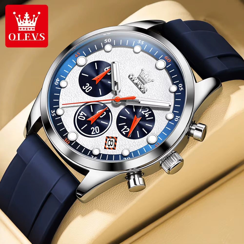 Top Brand Original Fashion Men'S Watches Multifunctional Silicone Adhesive Tape Quartz Watch Luminous Calendar Wristwatch