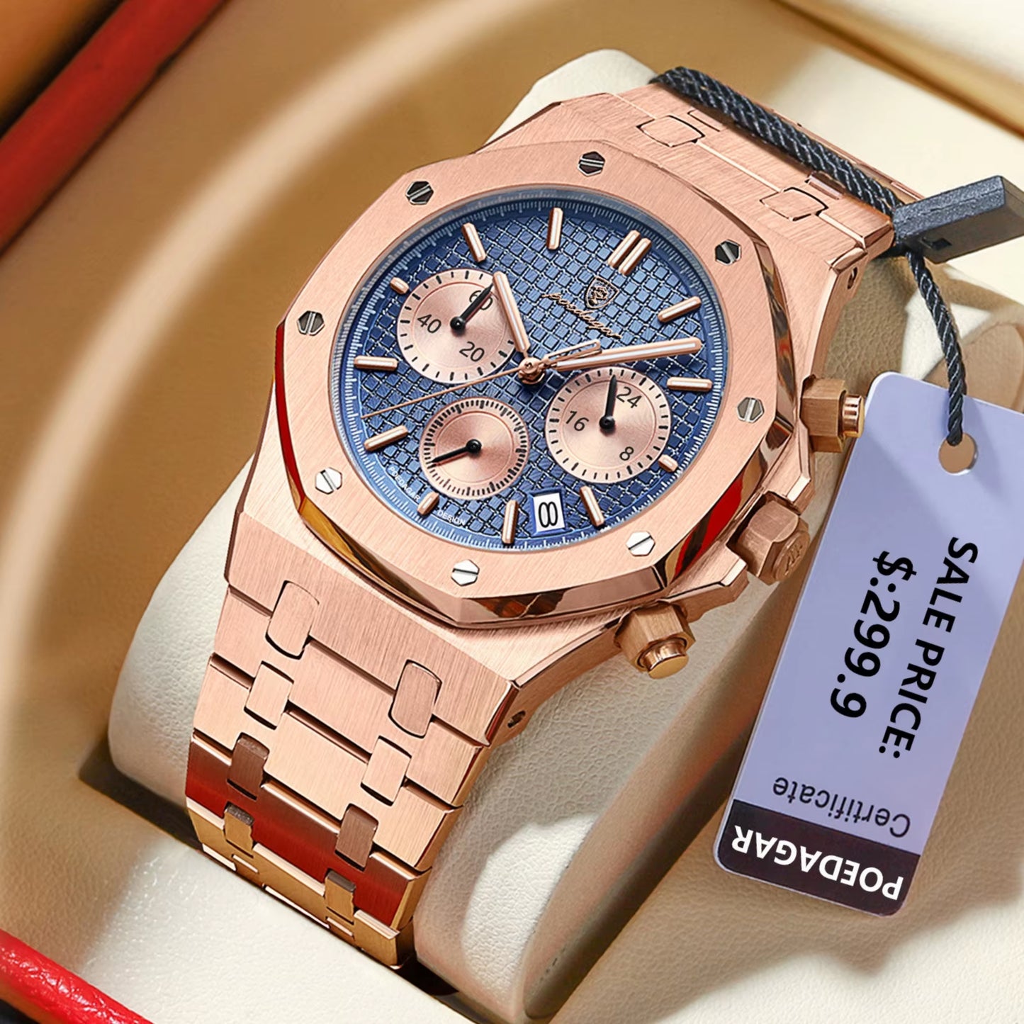 Men'S Watches Fine Steel Fashion Original Quartz Watch for Man Waterproof Luminous Date Chronograph Luxury Wristwatch