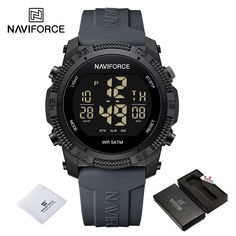 Men'S Fashion LCD Digital Wristwatch 50M Waterproof Sports Silicone Strap Watches for Man Casual Electronic Male Clock