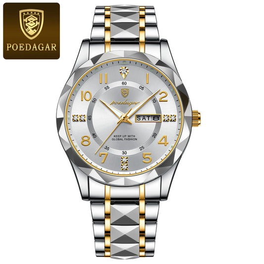 Luxury Men Quartz Watch Waterproof Date Week Luminous Wristwatch Stainless Steel Men'S Watches Male Clock Sports Reloj
