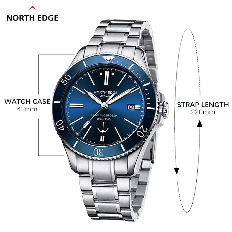 ANCHOR 42MM Men Mechanical Wristwatch Luxury Sapphire Glass MIYOTA 8215 Automatic Watches 10Bar Waterproof Watch Men