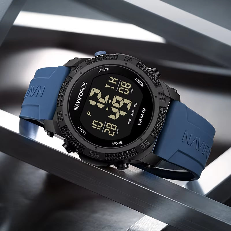 Men'S Fashion LCD Digital Wristwatch 50M Waterproof Sports Silicone Strap Watches for Man Casual Electronic Male Clock