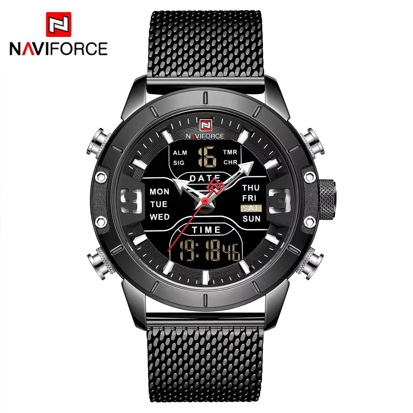 Luxury Brand NAVIFORCE Watches for Men Analog Digital Sports Waterproof Wristwatch Stainless Steel Siliver Original Watches 2022