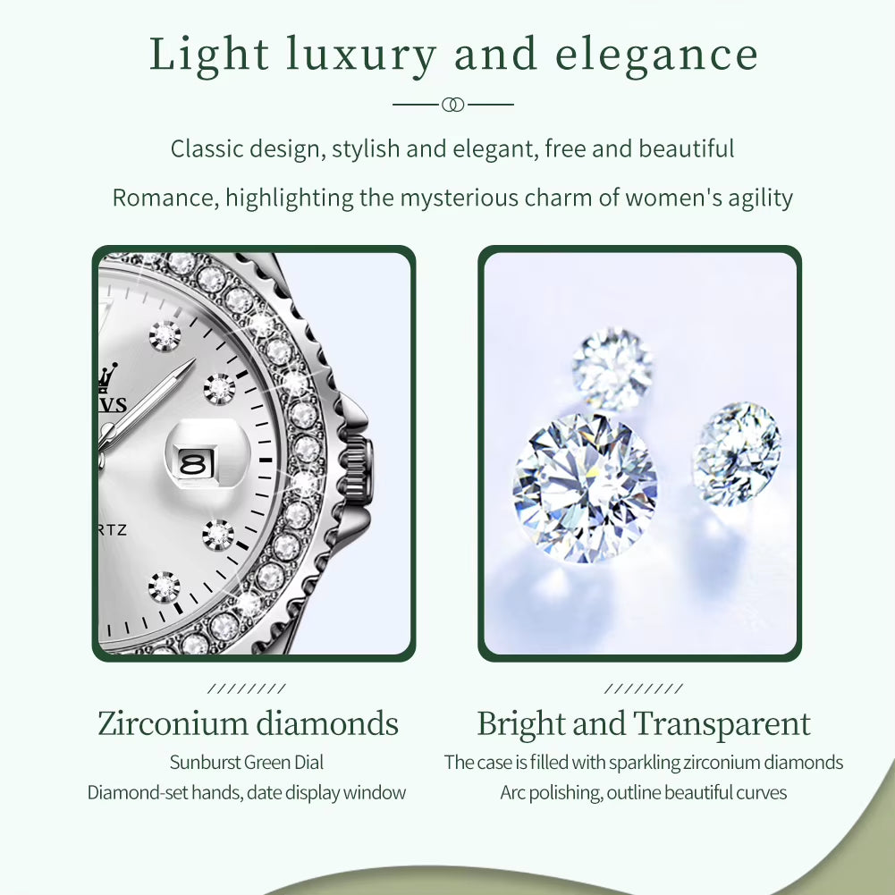 9945 Full Diamond Women'S Watches Date High Quality Elegant Ladies Watch Waterproof Quartz Wristwatch for Women Girl Watch
