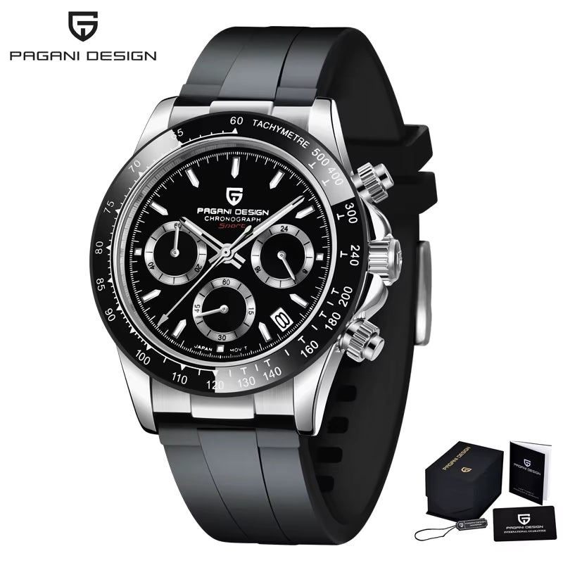 PAGANI DESIGN 2024 New Men Sports Quartz Watches Sapphire Stainless Steel Top Brand Luxury Watch Chronograph VK63 Reloj Hombre
