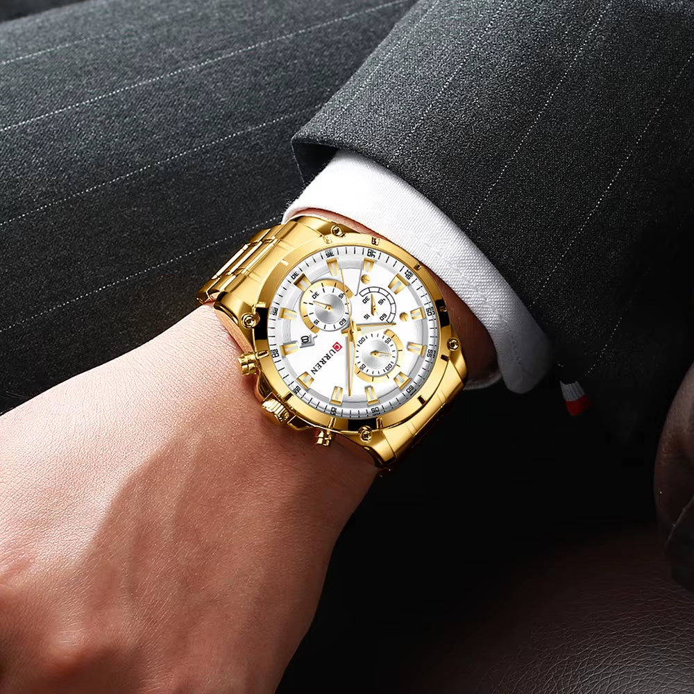 Mens Watches Fashion Top Brand Luxury Business Automatic Date Watch Men Casual Waterproof Watch Relogio Masculino+Box