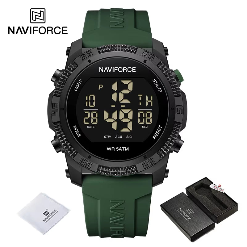 Men'S Fashion LCD Digital Wristwatch 50M Waterproof Sports Silicone Strap Watches for Man Casual Electronic Male Clock
