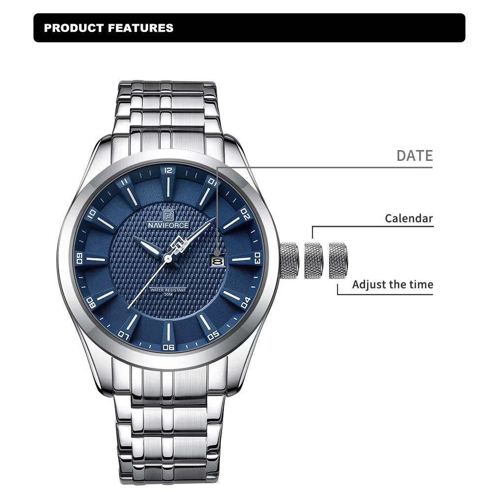 Brand Business Luxury Watch Men Clock Waterproof Luminous Quartz Stainless Steel Wristwatch Fashion Mens Watches