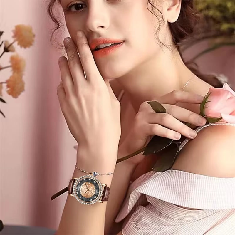 Top Luxury Fashion Vintage Watch for Women Waterproof Leather Strap Bracelet Ladies Watches Quartz Woman Clocks Reloj Mujer