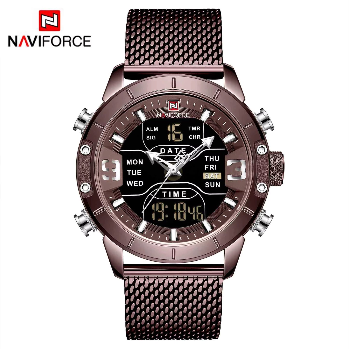 Luxury Brand NAVIFORCE Watches for Men Analog Digital Sports Waterproof Wristwatch Stainless Steel Siliver Original Watches 2022