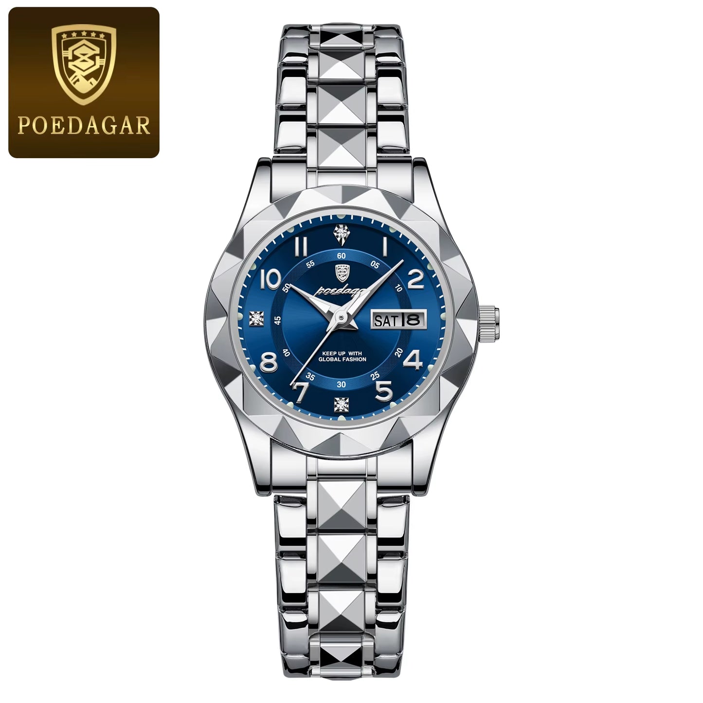 Luxury Women'S Watches Waterproof Luminous Date Week Ladies Watch for Female Quartz Stainless Steel Dress Women Watch