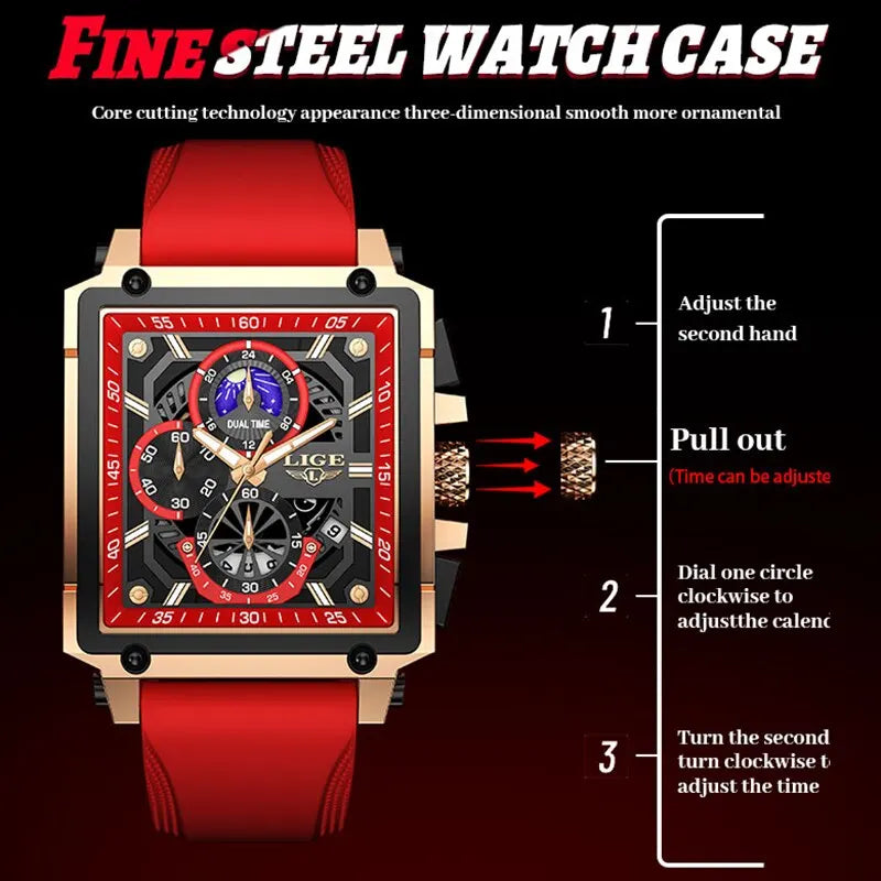 2024  Men Watches Chronograph Top Brand Luxury Silicone Sport Wristwatch Business Quartz Clock Waterproof Watch Montre Homme