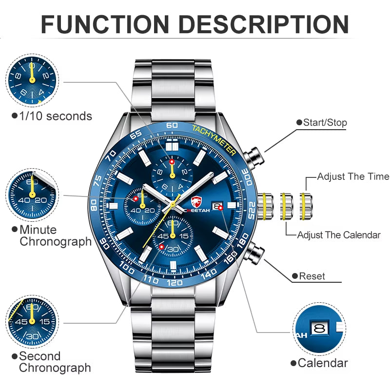Watch Men Top Luxury Brand Stainless Steel Business Quartz Mens Watches Chronograph Casual Sport Wrist Watches for Men